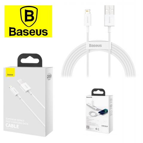 Cablu cu conectori USB tata si lightning tata, Baseus Superior Series CALYS-C02, 2.4A, lungime 2m, alb [3]