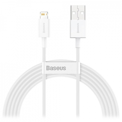 Cabluri iPhone - Cablu cu conectori USB tata si lightning tata, Baseus Superior Series CALYS-C02, 2.4A, lungime 2m, alb