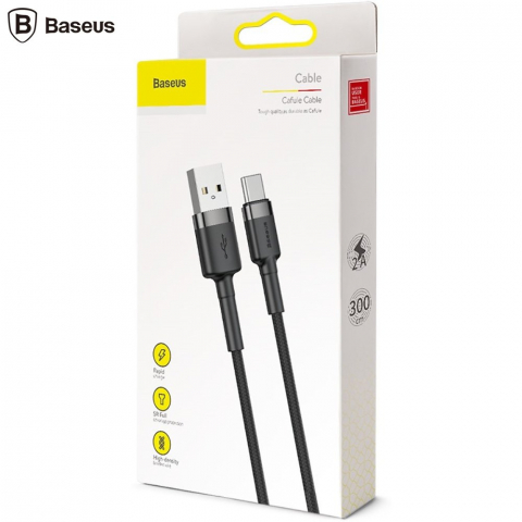 Cablu cu conectori USB Tip A tata la 8-pin Lightning tata, Baseus Cafule CALKLF-BG1, 1m, 2.4A, negru cu gri [11]