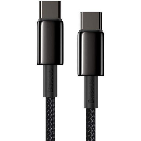 Accesorii smartphone - Cablu cu conectori USB Tip C tata la USB Tip C tata, Baseus Tungsten Gold CATWJ-01, 100W, 5A, 1m, negru