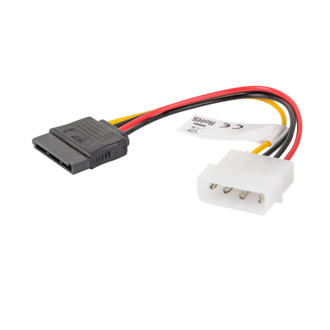 Cabluri alimentare curent - Cablu de alimentare Molex 4-pin tata la SATA 15-pin mama, Lanberg 41321, lungime 15 cm