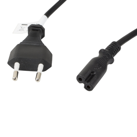 Cablu de alimentare TV / radiocasetofon, lungime 1.8m, VDE, Lanberg 40981, Euro, CEE 7/16 la IEC 320 C7, 2 pini, 10A, negru [1]