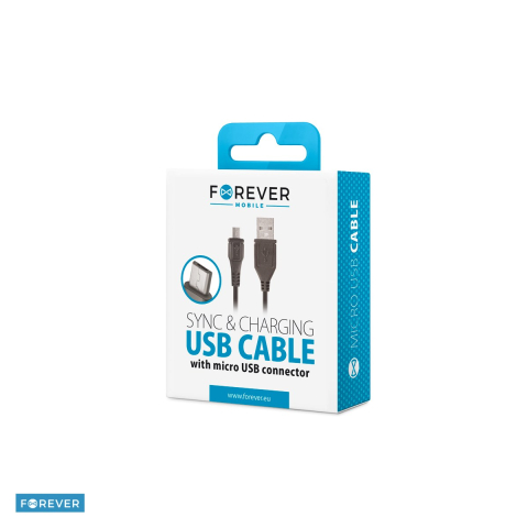 Cabluri microUSB - Cablu de date Forever, USB - microUSB, 1 m, 1A, 5W, in cutie, negru