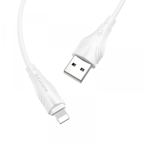 Cablu de date si alimentare, Borofone 70045 BX18, 2.4 A, conector USB Tip A tata la conector Tip Lightning, lungime 200 cm, alb [3]