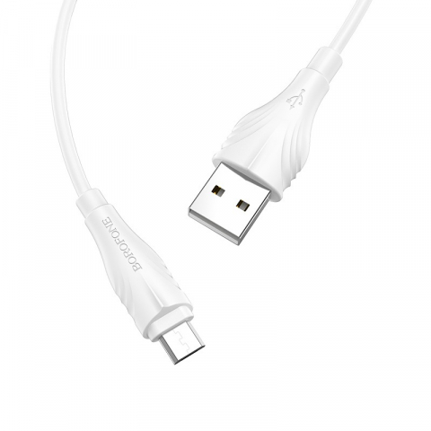 Cablu de date si alimentare, Borofone BX18, 70046 conector USB Tip A tata la MicroUSB tata, 2.4A, lungime 200 cm, alb [14]