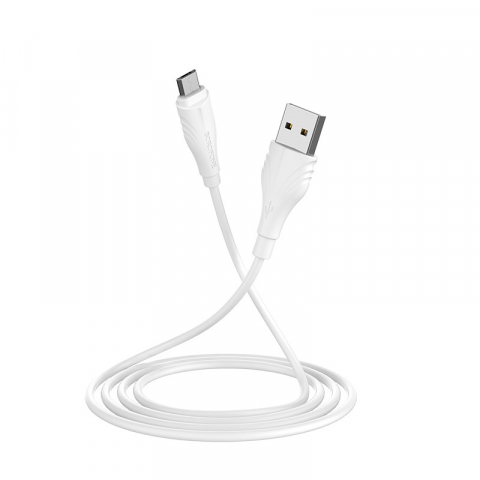Cabluri microUSB - Cablu de date si alimentare, Borofone BX18, 70046 conector USB Tip A tata la MicroUSB tata, 2.4A, lungime 200 cm, alb