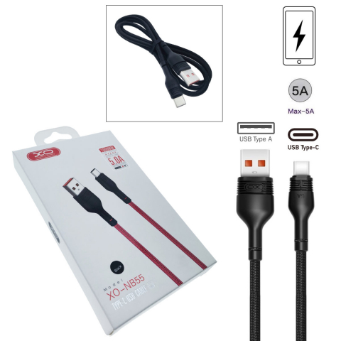 Cablu de date si alimentare, XO-NB55 89975, 5 A, conector USB la USB Tip C tata, lungime 100 cm, negru [3]