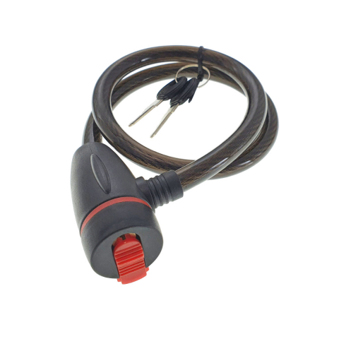 Cablu de otel, antifurt bicicleta, de siguranta si protejare, lungime 56 cm, inchidere cu cheie, invelis flexibil din PVC siliconat, negru [5]