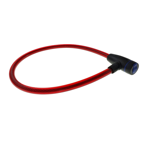 Cablu de otel, antifurt bicicleta, de siguranta si protejare, lungime 69 cm, inchidere cu cheie, invelis flexibil din PVC siliconat, rosu [11]