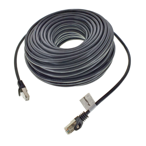Conectica IT - Cablu ecranat FTP, Lanberg 42793, cat.5e, mufat 2xRJ45, lungime 30m, AWG 26, 100 MHz, de legatura retea, ethernet, negru