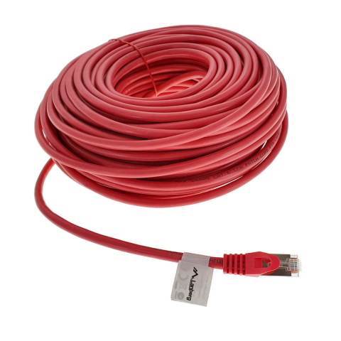 Cablu ecranat FTP, Lanberg 42802, cat.6, mufat 2xRJ45, lungime 30m, AWG 26, 250 MHz, de legatura retea, ethernet, rosu [1]