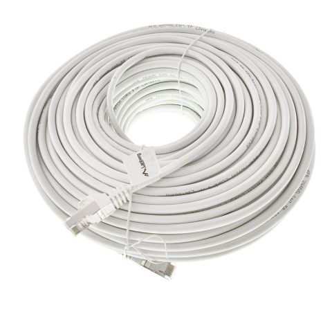 Conectica IT - Cablu ecranat FTP, Lanberg 42819, cat.5e, mufat 2xRJ45, lungime 50m, AWG 26, 100 MHz, de legatura retea, ethernet, alb