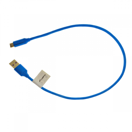 Cablu Lanberg 41653 Premium USB 2.0 tata la USB tip C tata, QC 3.0 5A, cu protectie textila, 50cm, conectori auriti, albastru [3]
