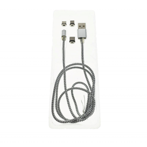 USB 2.0 Multifunctional - Cablu magnetic 3in1, USB Tip C, microUSB si lightning, cu led, lungime 100 cm