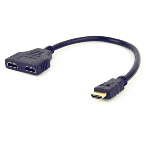 Adaptoare HDMI - Cablu pasiv HDMI splitter, Cablexpert 09666, un conector HDMI tata la 2 porturi HDMI mama, lungime 20 cm, negru
