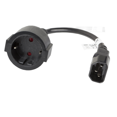 Conectica IT - Cablu prelungitor de alimentare UPS, PC, 20 cm, Lanberg 40987, IEC 320 C14 la Schuko mama, negru