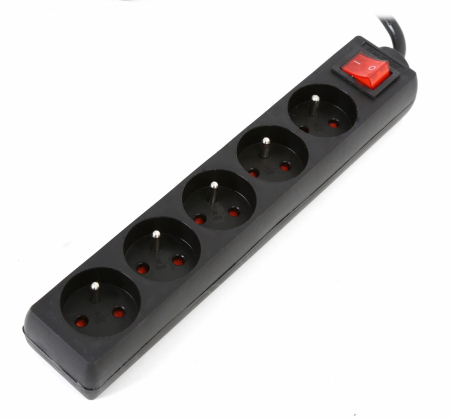 Cablu prelungitor Fiesta alimentare retea 1.5m cu 5 prize 250V /10A , cu intrerupator, negru [3]