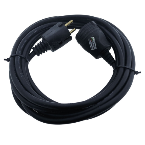 Prize electrice - Cablu prelungitor, lungime 15m, pentru alimentare electrica, cu stecher si cupla cauciucate, material bachelita, negru