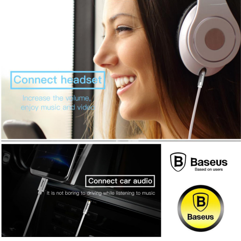 Cablu premium audio digital, Baseus CAM01-02, USB tip C tata la jack 3.5 mm tata AUX cu 3 pini, 120 cm, alb [4]