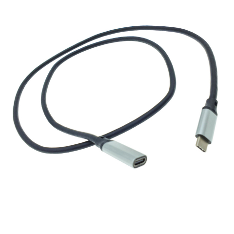 Cabluri USB 3.0 - Cablu premium prelungitor USB 3.1 Gen 2 tip C tata la USB tip C mama, 100 cm, Revolution 106, PD, 20V 5A 100W, 10 Gbps, carcasa aluminiu, negru cu argintiu