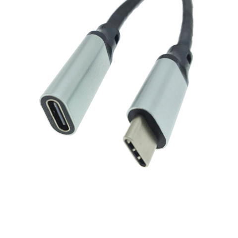 Cablu premium prelungitor USB 3.1 Gen 2 tip C tata la USB tip C mama, 100 cm, Revolution 106, PD, 20V 5A 100W, 10 Gbps, carcasa aluminiu, negru cu argintiu [1]
