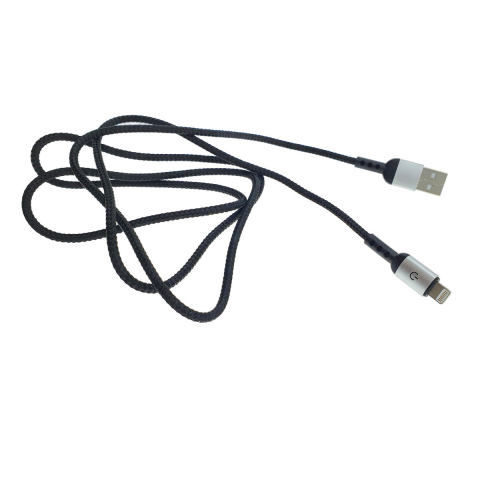 Cablu premium USB 2.0 tata la conector compatibil 8-pin Lightning tata , 3A, 1.2m, Fast Charging Bright Black, indicator Led, negru [14]