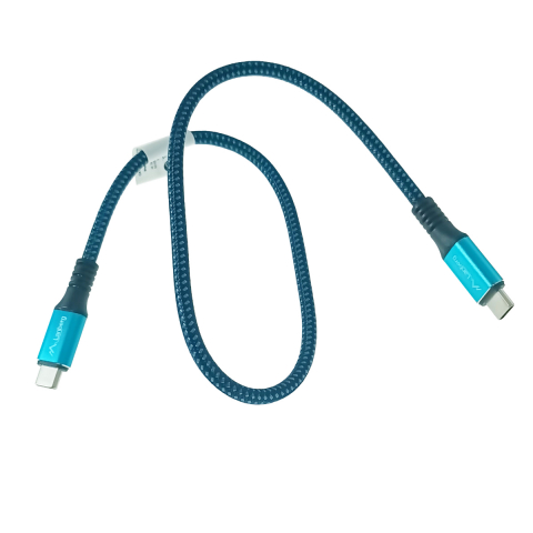 Cabluri USB tip C - Cablu premium USB tip C v.4.0, tata-tata, 0.5m, Lanberg 43673, PD 100W, 5K@60HZ, 40Gbps, negru-albastru