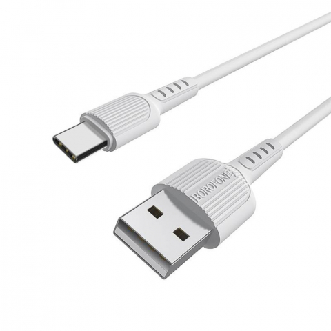 Cablu prevazut cu conectori USB tata si USB tip C, Borofone BX16 Easy, lungime 1m, alb [2]