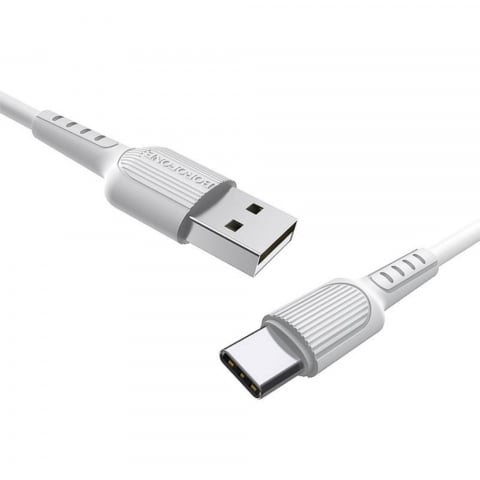 Cablu prevazut cu conectori USB tata si USB tip C, Borofone BX16 Easy, lungime 1m, alb [1]