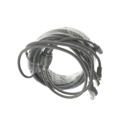 Cablu retea 10m pentru camera IP CCTV NVR,UTP Cat.5/5e,mufat 2XRJ45 si cablu alimentare mufat 2X2.1x5.5mm,gri [11]