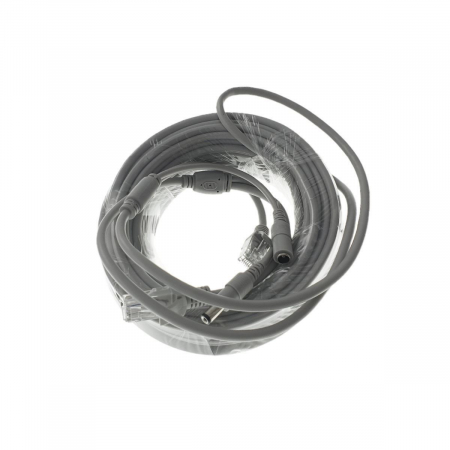 Cablu retea 15m pentru camera IP CCTV NVR,UTP Cat.5/5e,mufat 2XRJ45 si cablu alimentare mufat 2X2.1x5.5mm,gri [4]