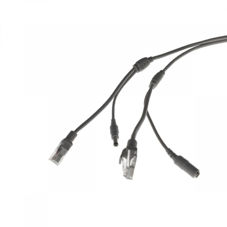 Cablu retea 5m pentru camera IP CCTV NVR,UTP Cat.5/5e,mufat 2XRJ45 si cablu alimentare mufat 2X2.1x5.5mm,gri [1]