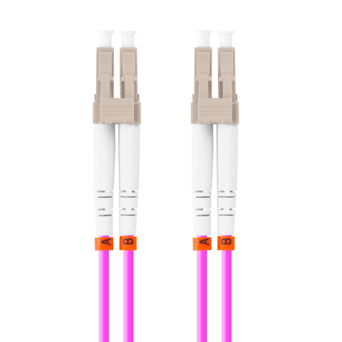 Cabluri Fibra Optica - Cablu retea fibra optica cu lungime 2 m si conectori LC/UPC-LC/UPC, Lanberg Z43338, MM, DUPLEX 3.0MM OM4 50/125 LSZH, violet