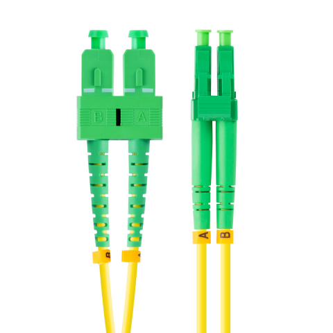 Cabluri Fibra Optica - Cablu retea fibra optica cu lungime 2 m si conectori SC/APC-LC/APC, Lanberg Z43314, SM, DUPLEX 3.0MM G657A1 LSZH, galben