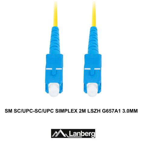 Cablu retea fibra optica cu lungime 2 m si conectori SC/UPC-SC/UPC, Lanberg Z43300, SM, SIMPLEX 3.0MM G657A1 LSZH, galben [2]