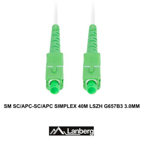 Cablu retea fibra optica cu lungime 40 m si conectori SC/APC-SC/APC, Lanberg Z43080, SM, SIMPLEX 3.0MM G657B3 LSZH, alb [2]