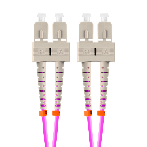 Cabluri Fibra Optica - Cablu retea fibra optica cu lungime 5 m si conectori SC/UPC-SC/UPC, Lanberg Z43332, MM, DUPLEX 3.0MM OM4 50/125 LSZH, violet
