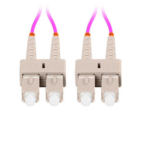 Cablu retea fibra optica cu lungime 5 m si conectori SC/UPC-SC/UPC, Lanberg Z43332, MM, DUPLEX 3.0MM OM4 50/125 LSZH, violet [1]