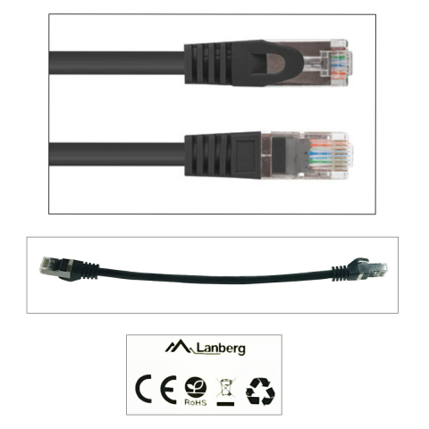 Cablu retea-patchcord CAT6 FTP, Lanberg 43618, 2 X RJ45, lungime 25cm, AWG26, 10Gb/s-250MHz, de legatura retea, ethernet, negru [3]
