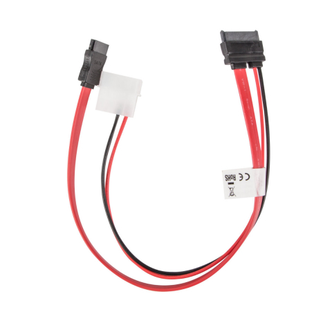 Cablu SATA 7-pin mama cu Molex 2-pin tata la SATA 13-pin mama Data SlimLine, Lanberg 41317, lungime 35 cm [7]