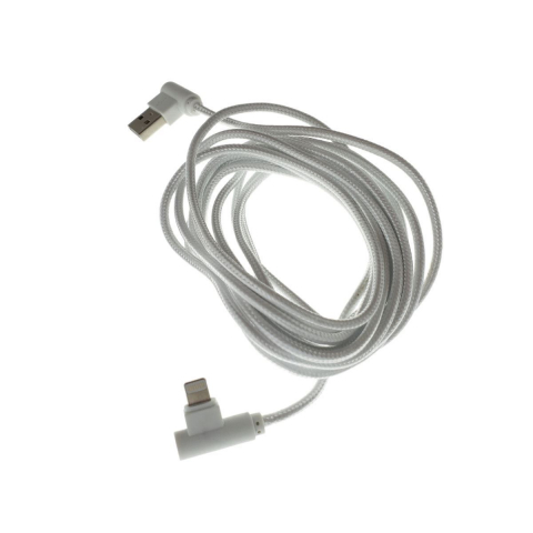 Cablu USB 2.0 compatibil cu conector lightning, unghi 90 grade la ambele capete, 300 cm lungime, invelis textil, alb [3]