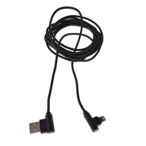 Cablu USB 2.0 compatibil cu conector lightning, unghi 90 grade la ambele capete, 300 cm lungime, invelis textil, negru [7]