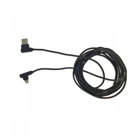Cablu USB 2.0 compatibil cu conector lightning, unghi 90 grade la ambele capete, 300 cm lungime, invelis textil, negru [4]