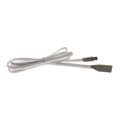 Cablu USB 2.0 la microUSB,100cm,plat,cauciucat,metal,alb [2]