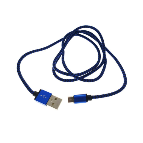 Cablu USB 2.0 la microUSB,invelis textil,120cm,albastru cu negru,CTMBL01 [3]