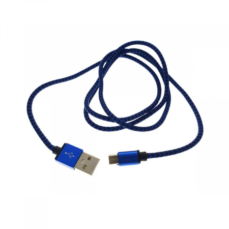 Cablu USB 2.0 la microUSB,invelis textil,120cm,albastru cu negru,CTMBL01 [1]