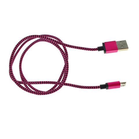 Cablu USB 2.0 la microUSB, invelis textil,120cm, negru cu roz,CTMG01 [2]