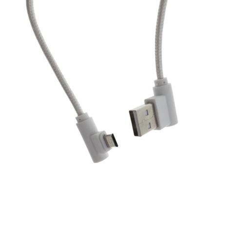 Cablu USB 2.0 la microUSB, unghi 90 grade la ambele capete, 300 cm lungime, invelis textil, alb [7]
