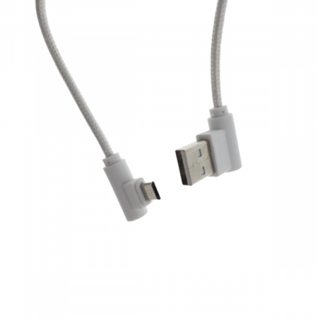 Cablu USB 2.0 la microUSB, unghi 90 grade la ambele capete, 300 cm lungime, invelis textil, alb [3]
