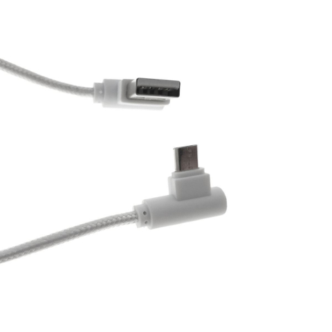 Cablu USB 2.0 la microUSB, unghi 90 grade la ambele capete, 300 cm lungime, invelis textil, alb [5]
